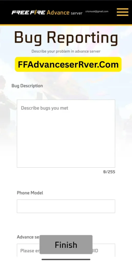 Step-by-Step Bug Reporting Process in Free Fire Advance Server