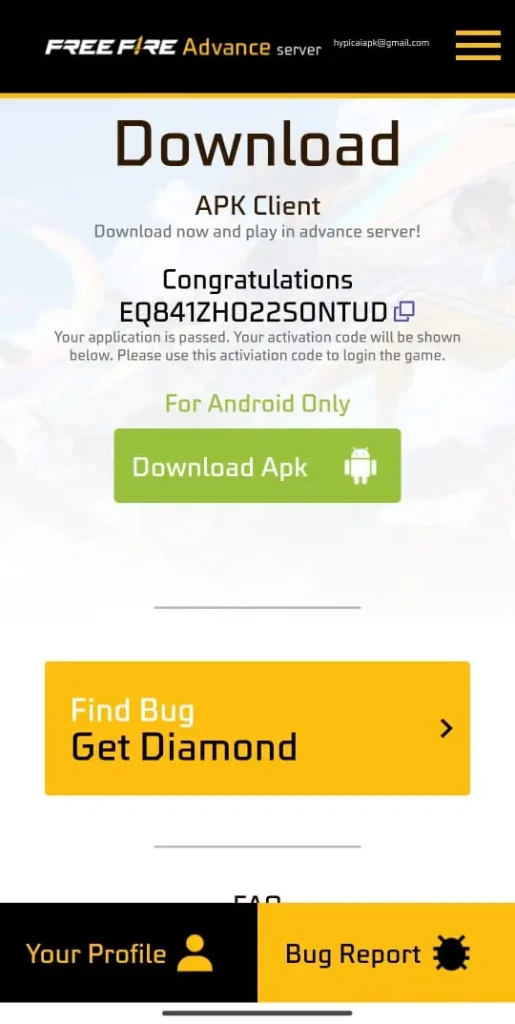 Free Fire Advance Server OB50 Download APK For Android 2025